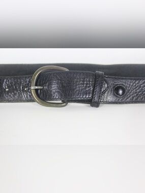 70’s Textured Thick Soft Work Belt with Removable Brass Buckle Distressed Worn